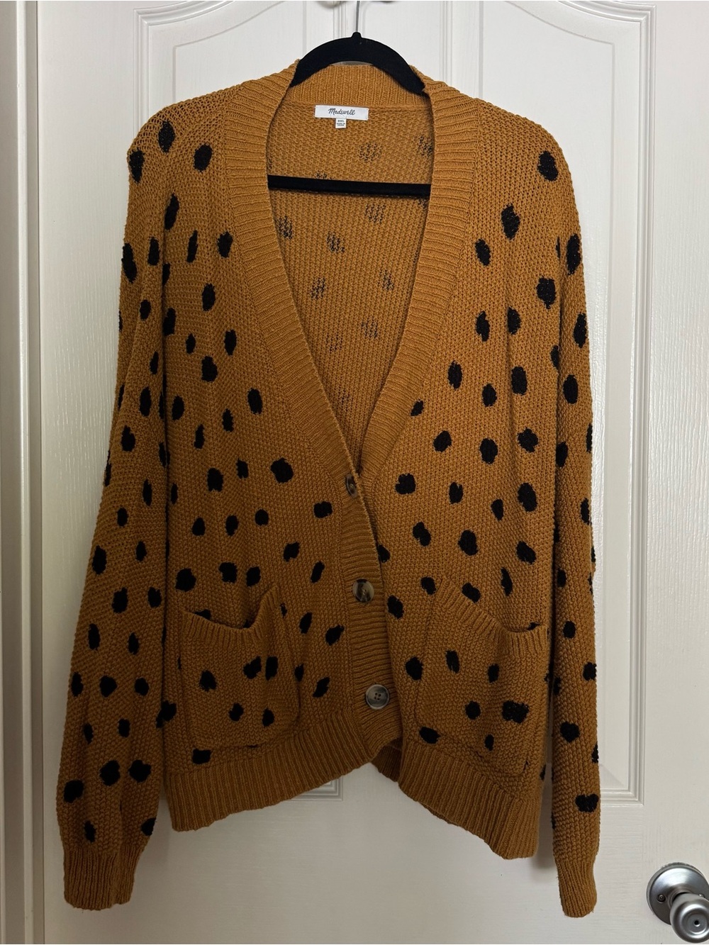 Madewell Hillview Mustard Cardigan Sweater in Painted Spots Button Up XXL - Picture 2 of 5
